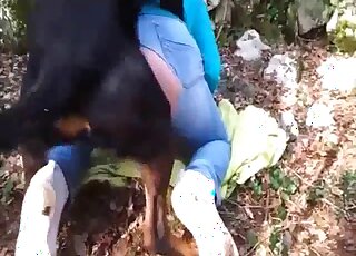 Randy Rottweiler is erect and impatient to stuff girl's pussy
