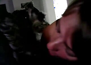 Housewife makes amateur zoo porn video while sucking off fuzzy dog
