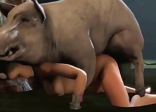 Awesome anime pig bangs a cute cartoon chick in a zoo porn movie