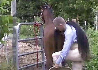 Outdoor mare fuck movie with a guy that enjoys hardcore action